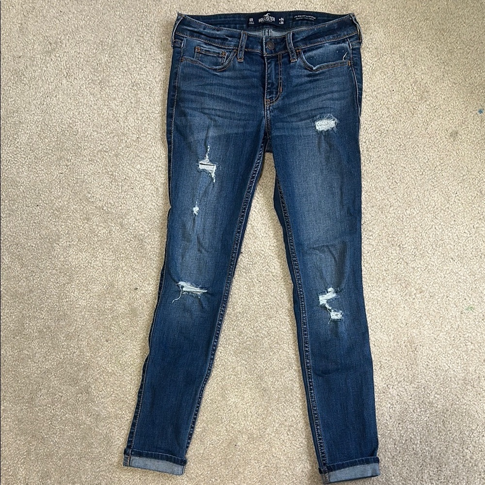 Hollister Blue Skinny Jeans with Distressed Details
